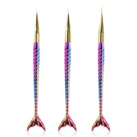 3Pcs set Nail Art Gradient Mermaid Design Painting Drawing Pen Liner Lines Stripes Brush