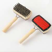 High Quality Double Sided Pet Slicker Brush with Wooden Handle for Long Hair & Short Hair Pets Grooming Comb for Removing Sheddi