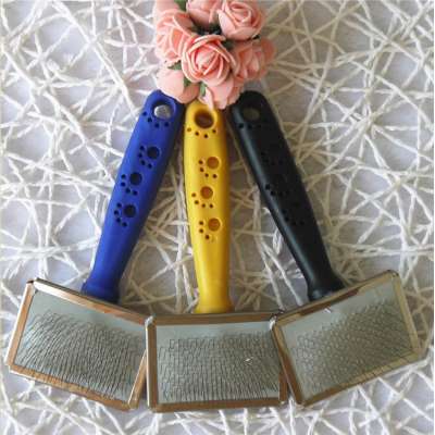 Home Use Plastic Handle Stainless Steel Teeth Dog Pet Cat Animal Puppy Hair Grooming Cleaning Slicker Brush