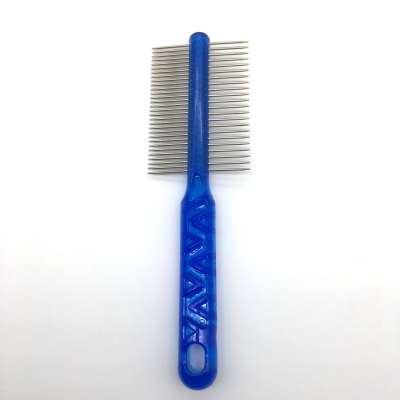 wholesale Transparent Blue Handle Double Sided Teeth Pet Dog Cat Animal Puppy Hair Grooming Comb